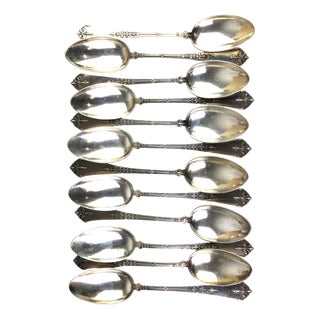 Antique Silver Tea Spoons, 1900s, Set of 12 For Sale