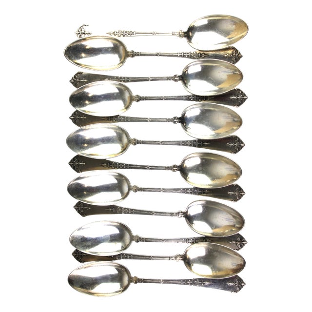 Antique Silver Tea Spoons, 1900s, Set of 12 For Sale