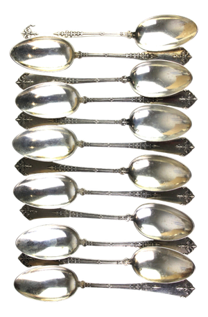 Antique Silver Tea Spoons, 1900s, Set of 12