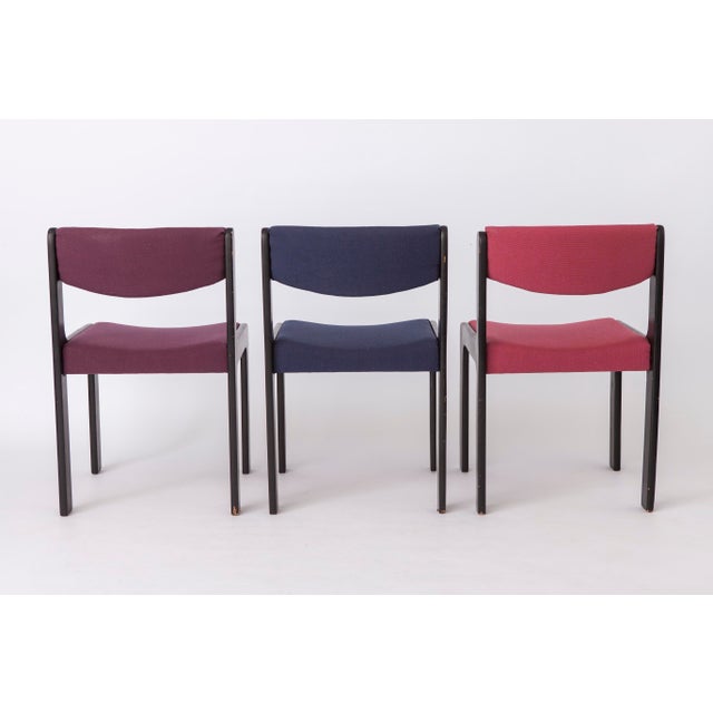 Wood Mid-Century Modern German Dining Chairs in Black Beechwood with Pastel Upholstery, 1950s, Set of 6 For Sale - Image 7 of 11