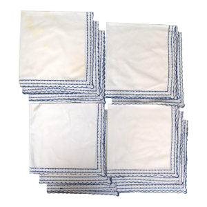 Mid 20th Century Set X 10 Embroidered White Cotton W/ Blue Scallop Trim Placemats Provenance: The Susie Hilfiger Collection