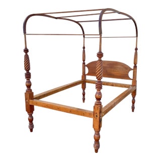 Antique American Maple Sheraton Canopy Bed For Sale