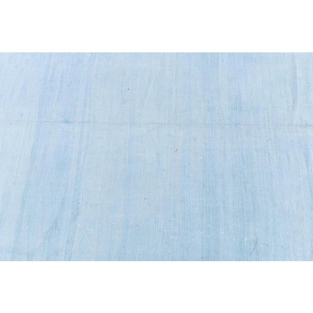 English Doris Leslie Blau Vintage Indian Dhurrie Blue With Blue Flatweave Cotton Rug For Sale - Image 3 of 8
