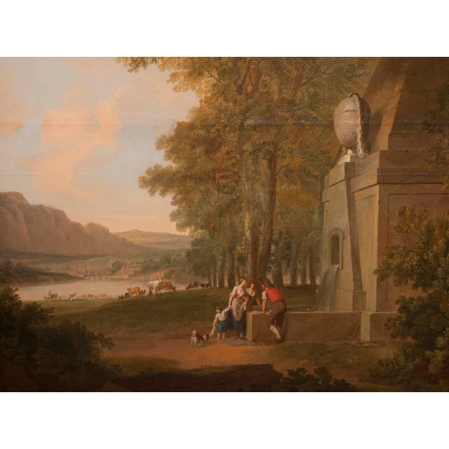 Monumental Framed Oil on Canvas Pastural Landscape For Sale - Image 4 of 7