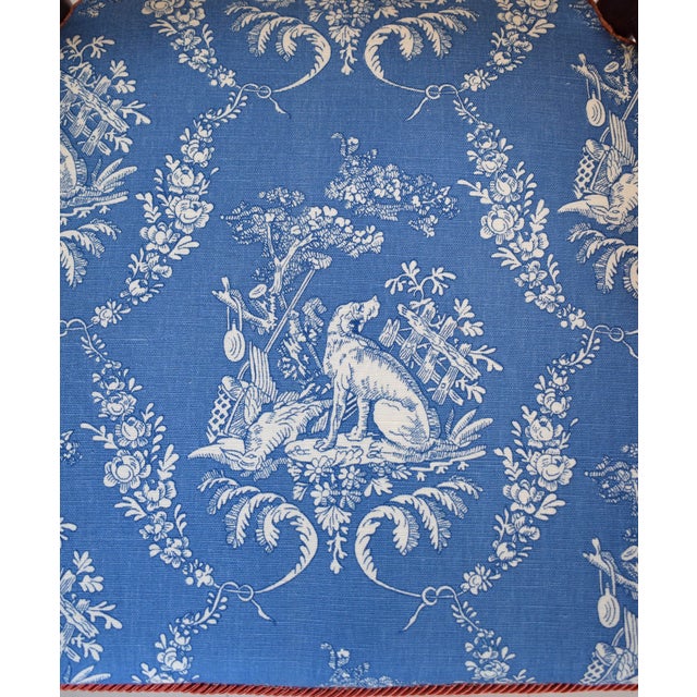 Late 19th Century Antique Country Regency Cross Back Armchair With Brunschwig & Fils Cushion For Sale - Image 5 of 13