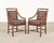 Wood Set of Four McGuire Rattan Target Upholstered Dining Armchairs For Sale - Image 7 of 18