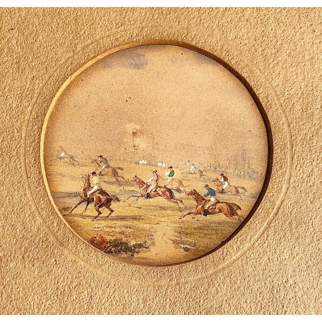 Small Framed Gouache Painting of a Hunt Scene For Sale - Image 4 of 4
