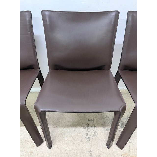 Mario Bellini Cab 413 Brown Leather Dining Chairs for Cassina - Set of Six For Sale - Image 13 of 18