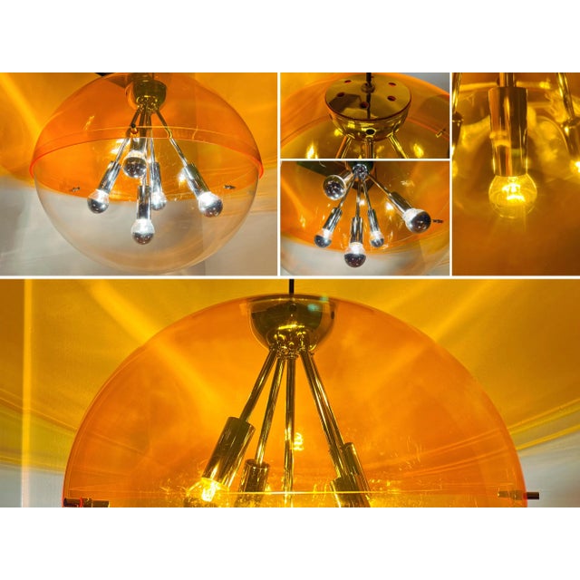 Mid-Century Modern Space Age Orange Sphere Pendant Lamp attributed to Raak Amsterdam For Sale - Image 10 of 12