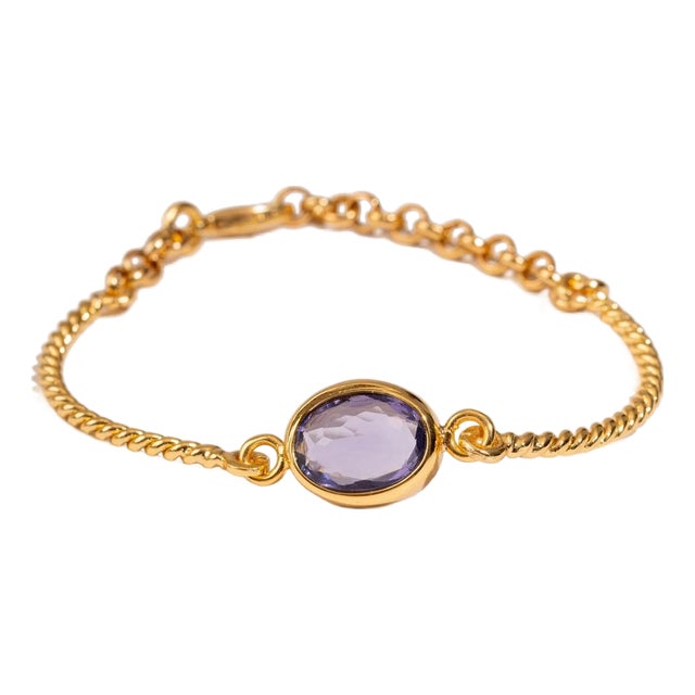 Mystic Amethyst Glow Gold Adjustable Bracelet For Sale