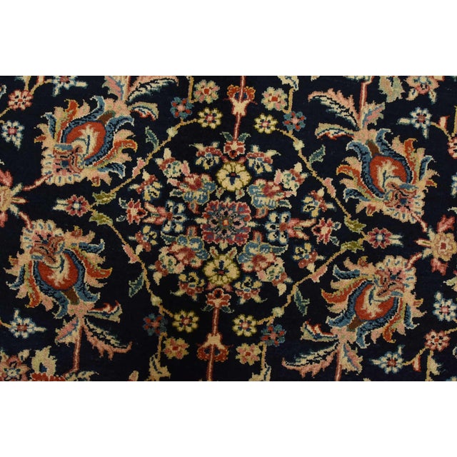 Blue Sarouk Rug 7’1” X 9’11” Blue Wool Vintage Traditional Hand-Knotted Carpet For Sale - Image 8 of 15
