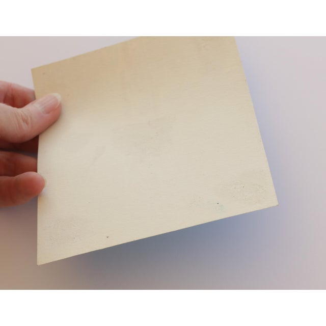 1950s 1950s Mid-Century Swedish Outsider Folk-Art Original Drawing of Military War Ships in Harbour in Oil Pastels in Blue, Green & Yellow For Sale - Image 5 of 7