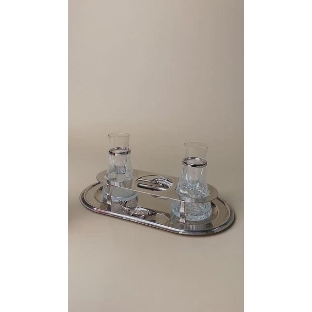 Mid-Century Silver-Plated Shot or Caviar Glasses with Tray, Italy, 1970s, Set of 4 For Sale - Image 12 of 13