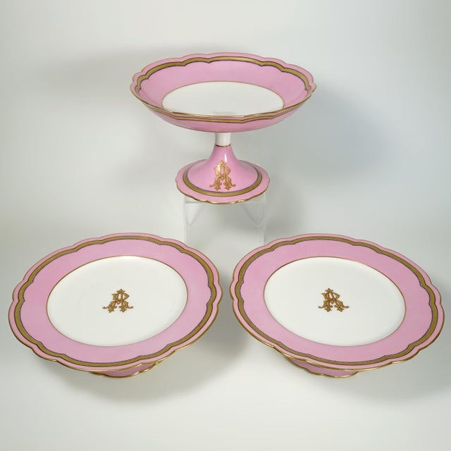 Ceramic Antique French Old Paris Porcelain Pompadour Pink 15 Piece Dessert Service For Sale - Image 7 of 11