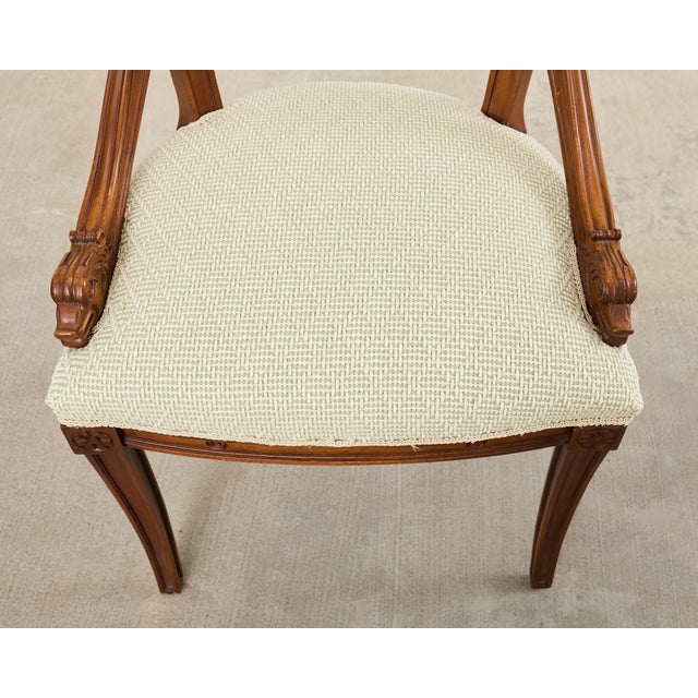 Pair of Napoleonic Empire Style Gondola Chairs With Dolphins For Sale - Image 10 of 18