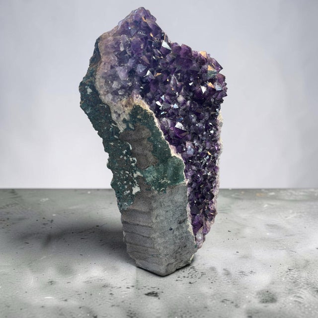 Gemstone Museum-Scale Uruguayan Amethyst Geode Flower – Aaa Grape Jelly Purple Druzy, 27" For Sale - Image 7 of 11