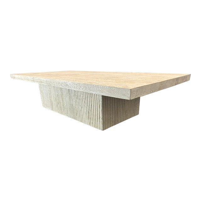 Rh Reclaimed Oak Reeded Plinth Rectangular Coffee Table – 64" For Sale