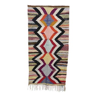 Moroccan Kilim Boucherouite Rug - 4'2" X 8'1" Ft For Sale