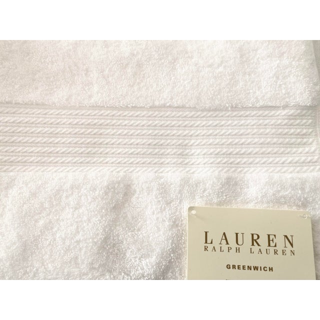 White Vintage Ralph Lauren Greenwich 3 Piece White Bath Towel Set New Condition With Tags For Sale - Image 8 of 11