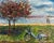 Green “Need a Lyft?”, Original Oil Painting, Framed Art, Lakeside Painting For Sale - Image 8 of 8