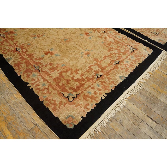 Early 20th Century 1920s Pair of Chinese Beige Hand Knotted Art Deco Carpets by Fette-Li Workshop Rug 4'x7'10" Carpet For Sale - Image 5 of 5