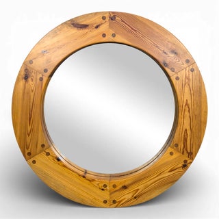 Pine Wall Mirror by Uno Kristiansson, Sweden, 1960 For Sale