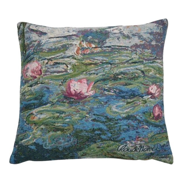Monet Waterlilies II Tapestry Cushion With Feather Filler - 46x46cm (18"x18") For Sale