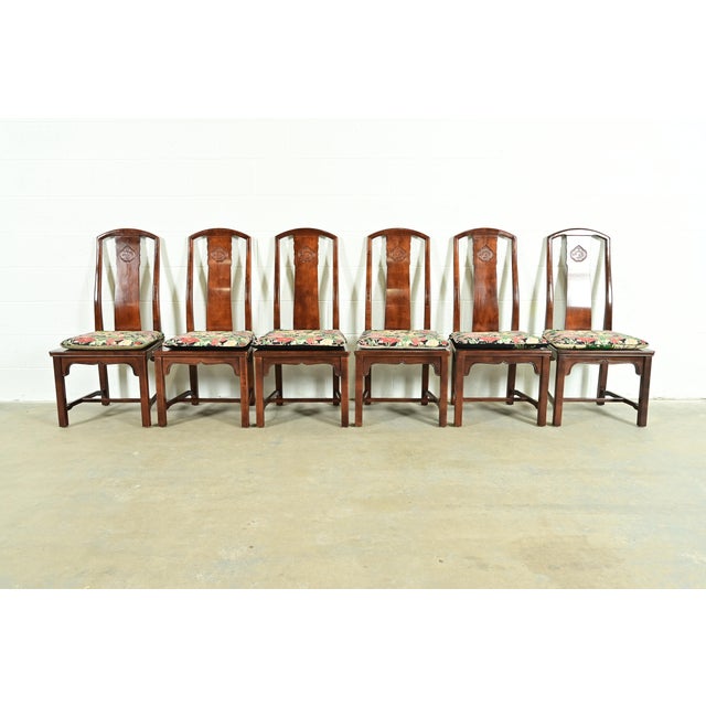 Henredon Hollywood Regency Chinoiserie Sculpted Mahogany Dining Chairs, Set of Six For Sale - Image 17 of 17
