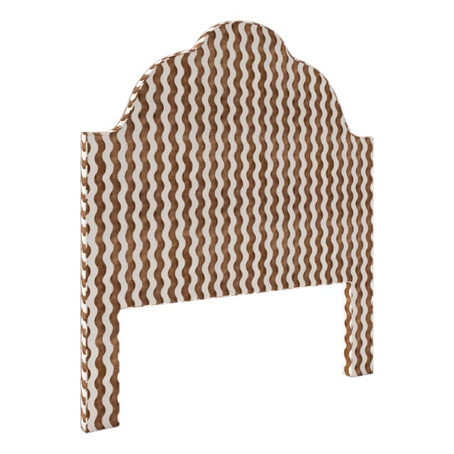 Cascade Headboard in Schumacher The Wave Velvet, Chocolate - Queen For Sale