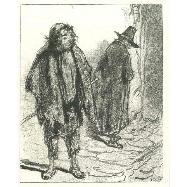 After Gavarni, The Vagabonds, Original Lithograph, 1881 For Sale
