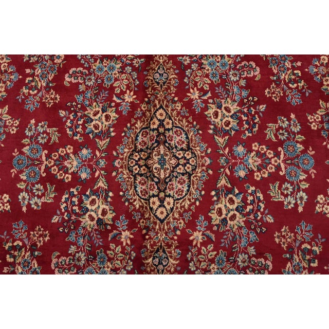 Kerman Rug 9’1” X 14’7” Red Wool Vintage Traditional Hand-Knotted Carpet For Sale In Philadelphia - Image 6 of 15