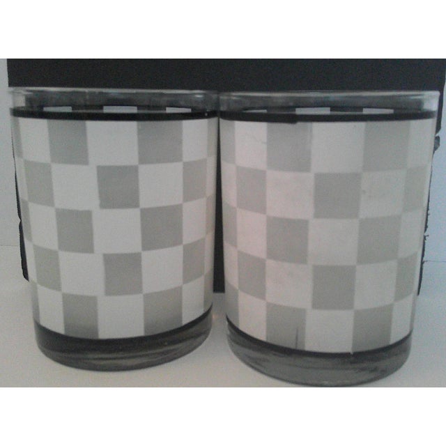 1960s Vintage Mid-Century Modern Signed Georges Briard Frosted Checkers Lowball Glasses - Set of 2 For Sale - Image 5 of 9