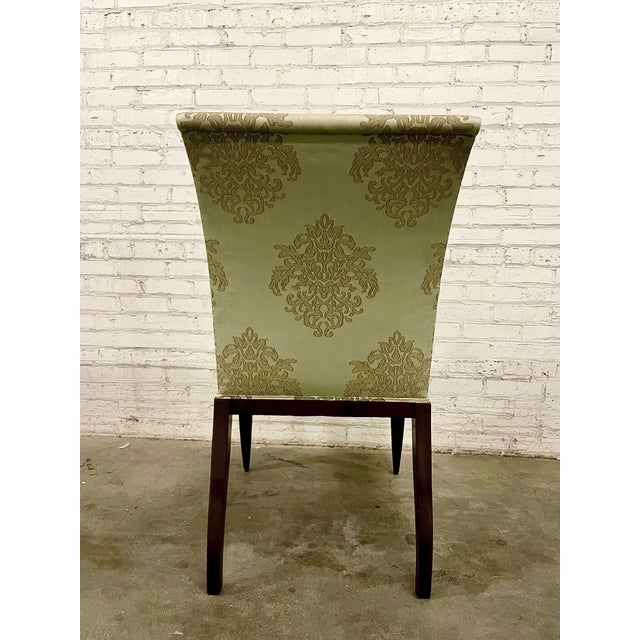 Dessin Fournir Modern Damask Upholstered Werth Dining Arm Chairs- a Set of 7 For Sale In Chicago - Image 6 of 12