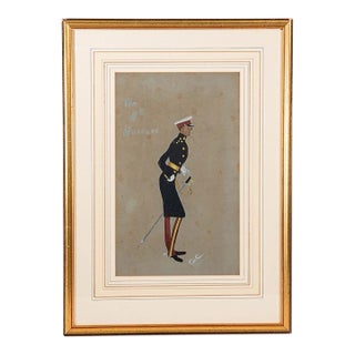 Amusing Military Original Watercolor | Signed (C. 1923) For Sale