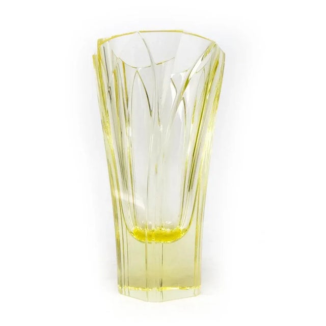 Yellow Art Deco Vase from Moser, Czechoslovakia, 1930s For Sale - Image 8 of 8