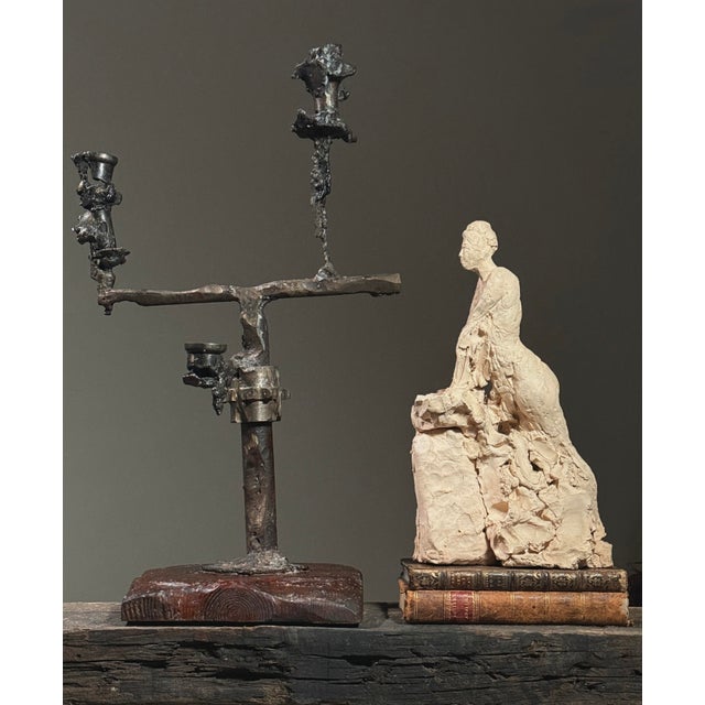 Vintage Expressionist Plaster Figurative Nude Sculpture. Nude study of a woman leaning against a surface. No signature...