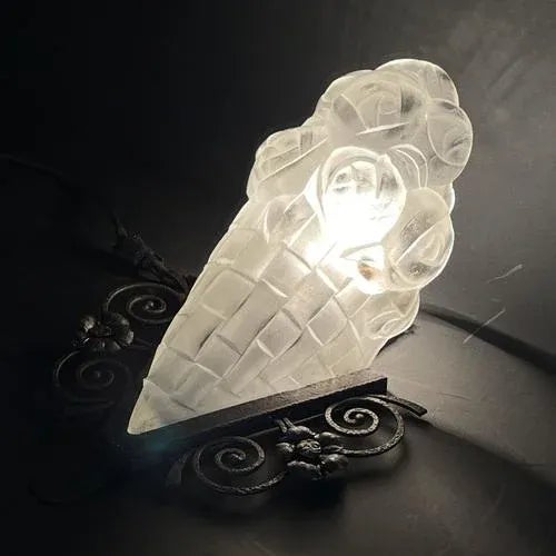 1930s Art Deco Wall Lamps in Wrought Iron from Degué, 1930s, Set of 2 For Sale - Image 5 of 10