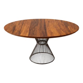 Ora Round Dining Table in Wood and Powder-Coated Steel Base by Greyge For Sale