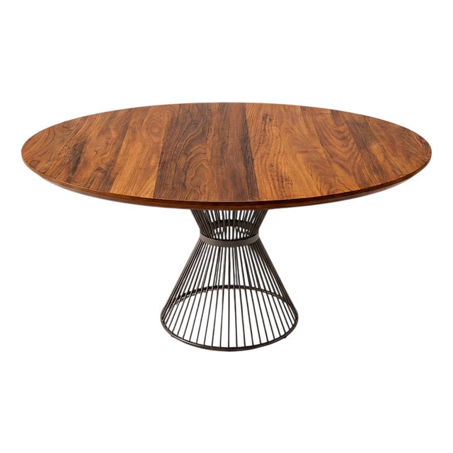 Ora Round Dining Table in Wood and Powder-Coated Steel Base by Greyge For Sale