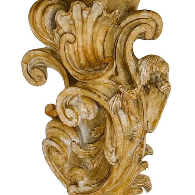 Large Scale Italian Rococo Wood Carved Wall Brackets - A Pair For Sale - Image 10 of 17