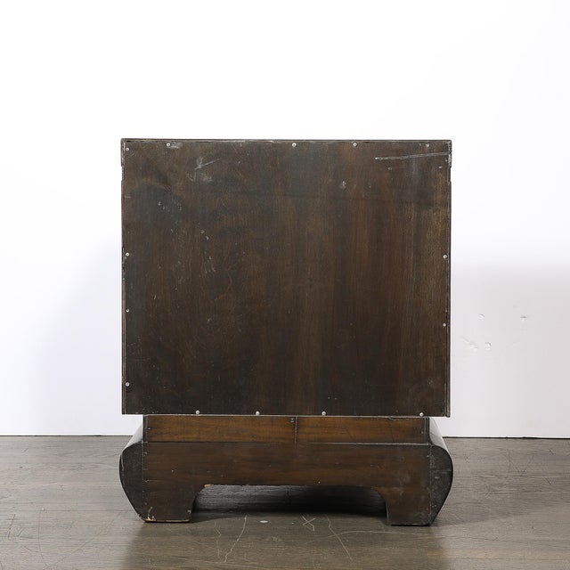 Mid-Century Modernist Shadowbox Mirrored Front Walnut & Black Lacquer End Table For Sale - Image 9 of 15