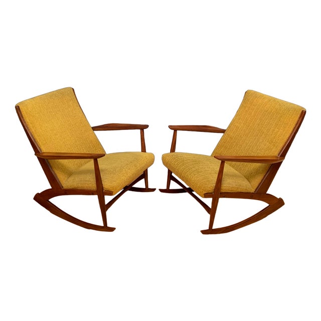 Set of Danish Rocking Chairs by Georg Jensen for Kubus Furniture, 1950s For Sale