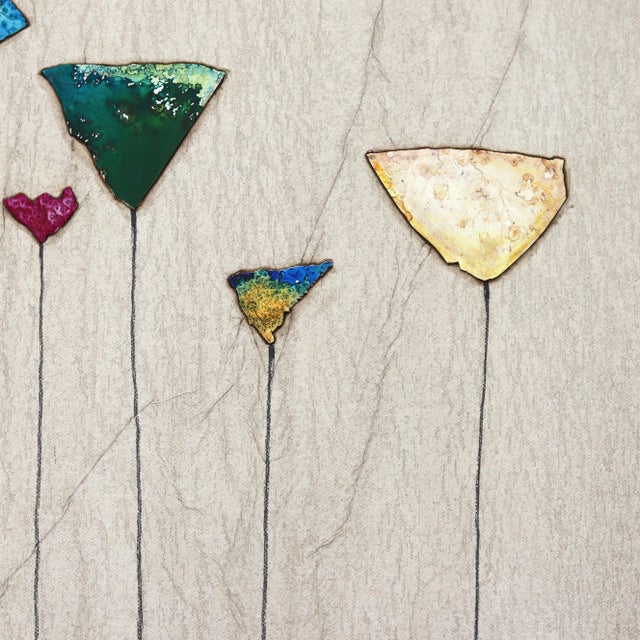 Mid-Century Modern Large Square Neutral Minimalist Landscape Painting "Finding the Light Ii" Original Textural Botanical Artwork by Peter Kuttner For Sale - Image 3 of 9