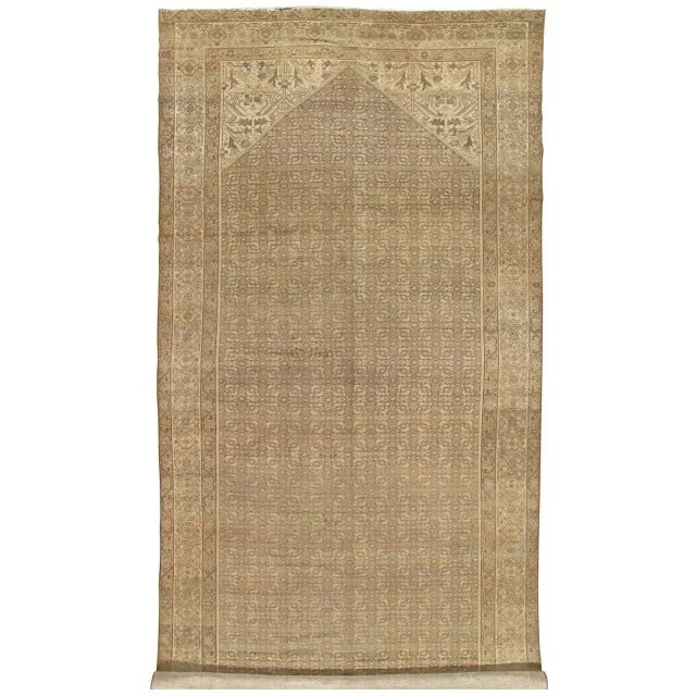 Ivory Antique Malayer Carpet, Handmade Oriental Rug, Ivory, Taupe, Gray, Light Brown For Sale - Image 8 of 8