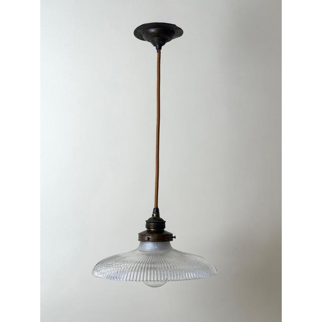 Art Nouveau Prismatic Glass Pendant Light from Holophane, Germany, 1910 For Sale - Image 12 of 17