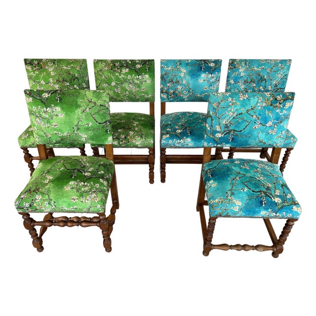 Dining Chairs in Louis XIII Style, Original Upholstery – Set of 6 For Sale