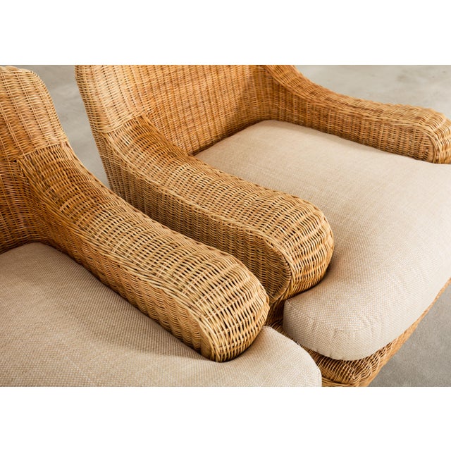 Pair of Ralph Lauren Wicker Lounge Chairs and Ottoman For Sale - Image 18 of 18