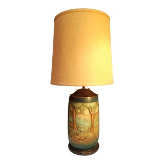 Amphora Scenic Arts & Crafts Era Ceramic Table Lamp For Sale