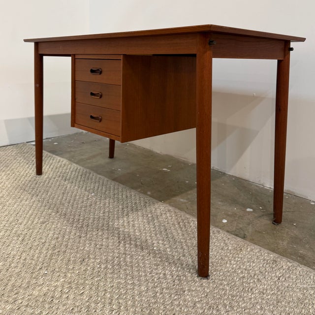 Mid-Century Modern 1960s Arne Vodder Teak Writing Desk With Sliding Drawers For Sale - Image 3 of 12