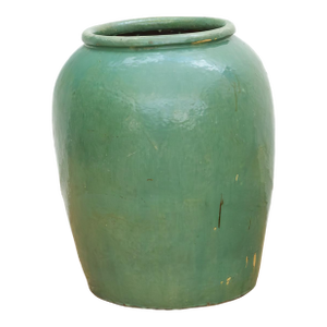 Tall Martaban Jar With Green Glazed Finish